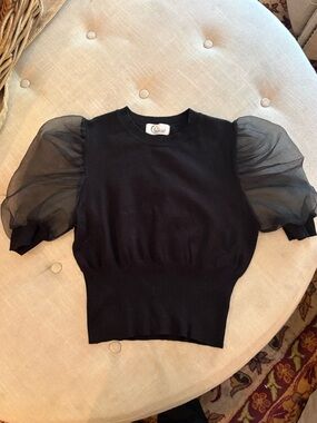 Charisma Black Puff Sleeve Knit Top